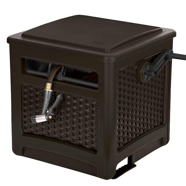 ITOPFOX Java Brown 225 ft. Smart Trak Wicker Garden Hose Reel Guide and Hideaway