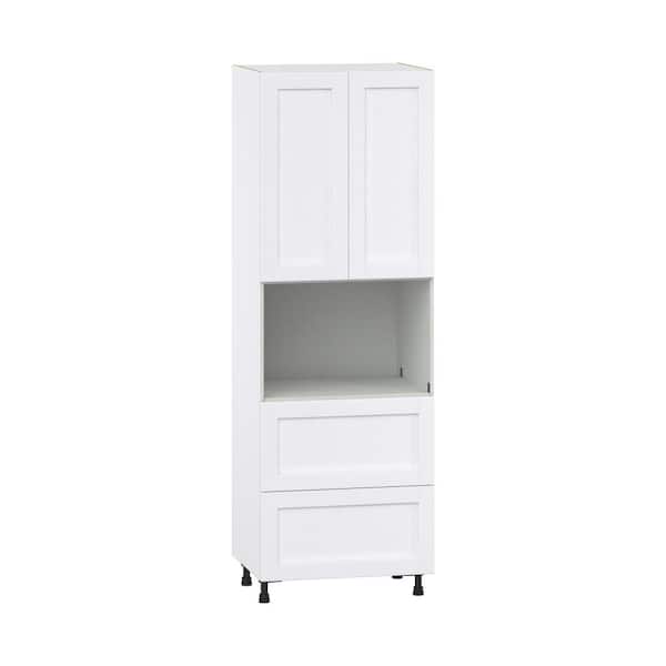 J COLLECTION Mancos Bright White Shaker Assembled Pantry Microwave Kitchen Cabinet with 2-Drawers (30 in. W x 89.5 in. H x 24 in. D)