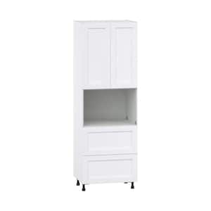Mancos Bright White Shaker Assembled Pantry Microwave Kitchen Cabinet with 2-Drawers (30 in. W x 89.5 in. H x 24 in. D)