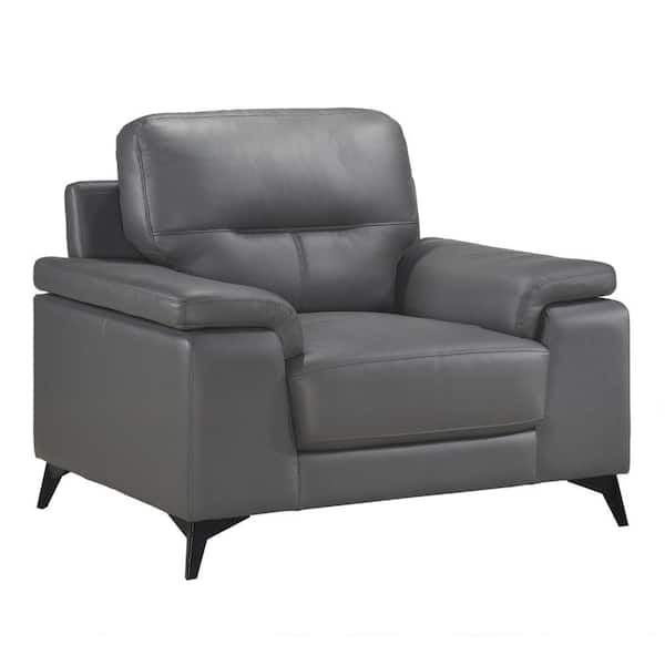 Mica Gray and Black faux leather Accent Chair with Metal Legs