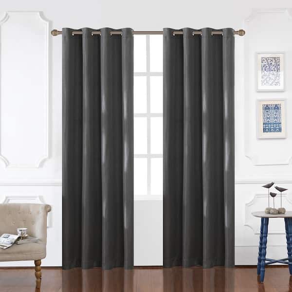 Lyndale Decor Odyssey 126 in. L x 52 in. W Blackout Polyester Curtain in Charcoal