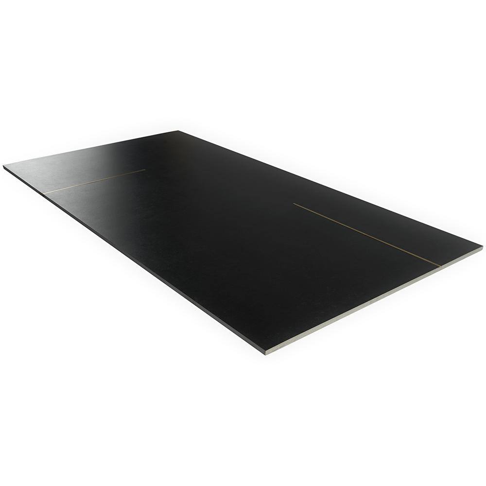Stria Bar Black Porcelain Large Format Tile with Brass Inlay