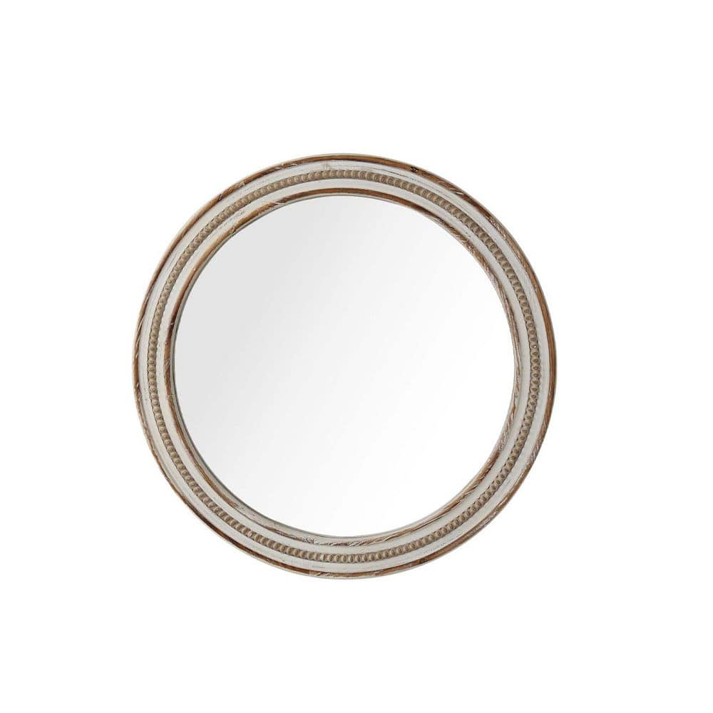 Natural Brown 24 in. W x 24 in. H Round Wood Framed Decorative Mirror for W