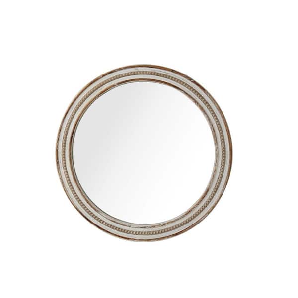 Unbranded Natural Brown 24 in. W x 24 in. H Round Wood Framed Decorative Mirror for Wall Decor, Bathroom, Living Room