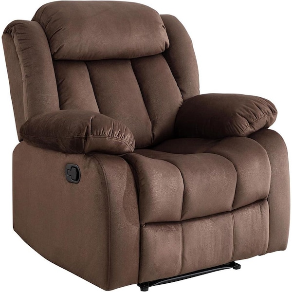 Bestier 35 in. Dark Brown Manual Adjustable PU Overstuffed Recliner Chair with Solid Footrest and Soft Padded Armrest