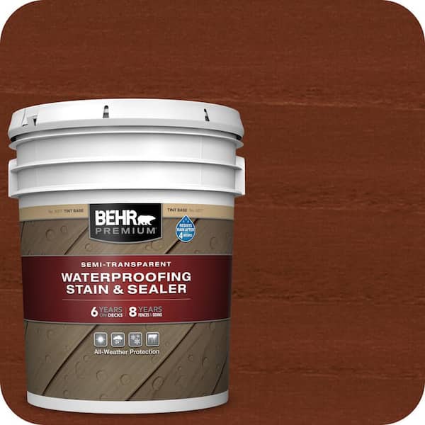 5 gal. #ST-112 Barn Red Semi-Transparent Waterproofing Exterior Wood Stain and Sealer