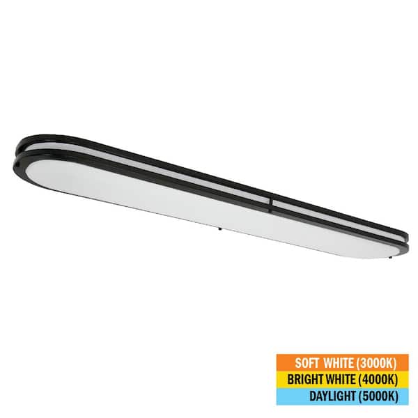 Commercial Electric Orbit 46 in. x 10 in. Matte Black Linear LED Flush Mount Ceiling Light 4160 Lumens 64W Adjustable CCT Dimmbable