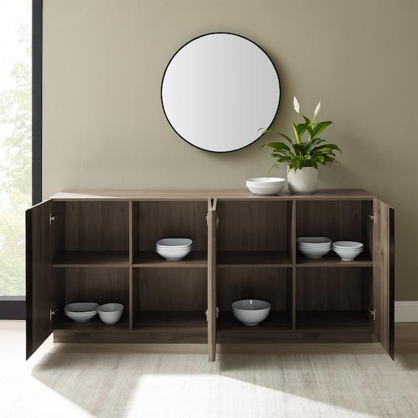 Slate Grey Wood and Metal Accent Modern 4-Door Sideboard