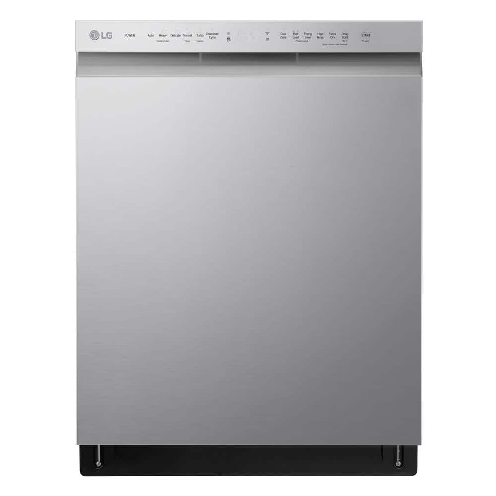 LG 24 in. Stainless Steel Front Control Built-In Dishwasher with Stainless Steel Tub, Quadwash, Dynamic Dry, ADA, 48 dBA, Silver