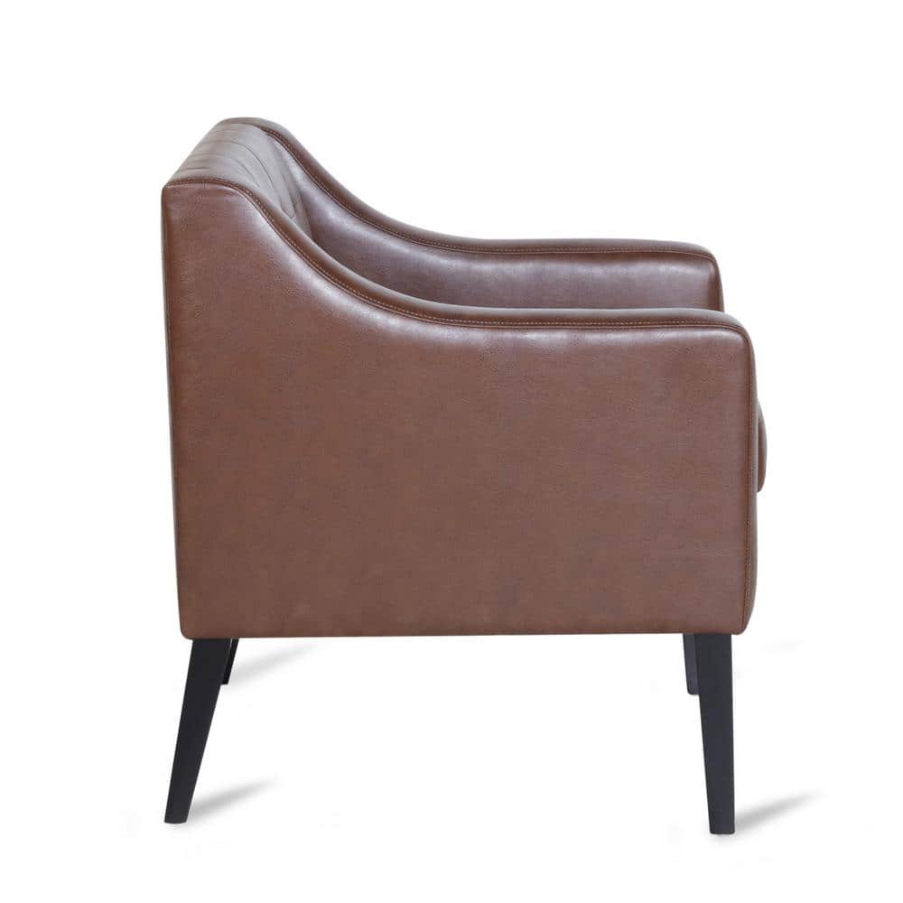 Espresso Elegance Faux Leather Square Arm Side Chair
