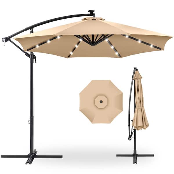 Best Choice Products 10 ft. Cantilever Solar LED Offset Patio Umbrella with Adjustable Tilt in Sand