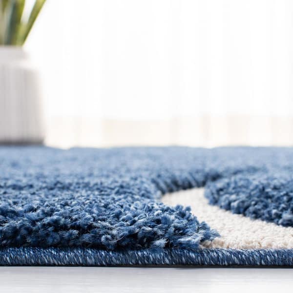 Florida Shag 2 ft. x 3 ft. Navy/Ivory Solid Color Area Rug