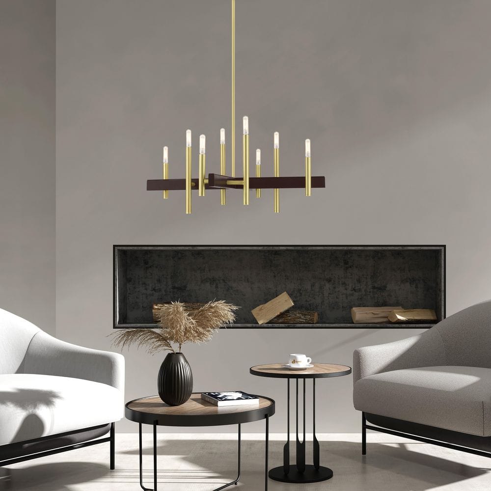 Denmark Satin Brass 8-Light Mid-Century Modern Chandelier