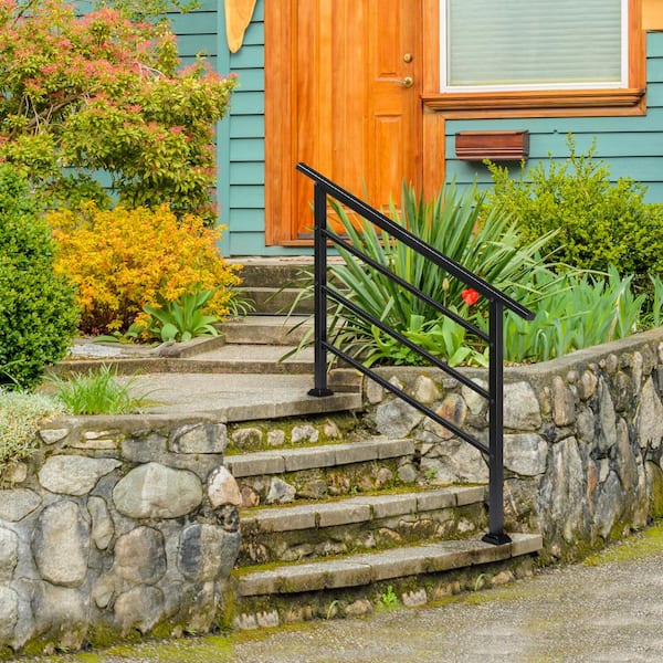 Karl home 38 in. H x 49 in. W Black Iron Stair Railing Kit