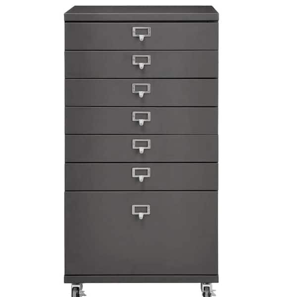 Home Decorators Collection Becker 7-Drawer Gunmetal Metal Cart