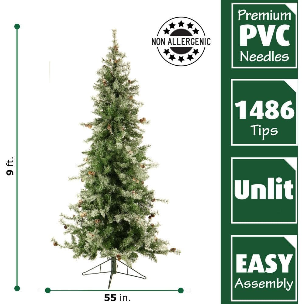 9-Foot Green and White Slim Fir Artificial Christmas Tree