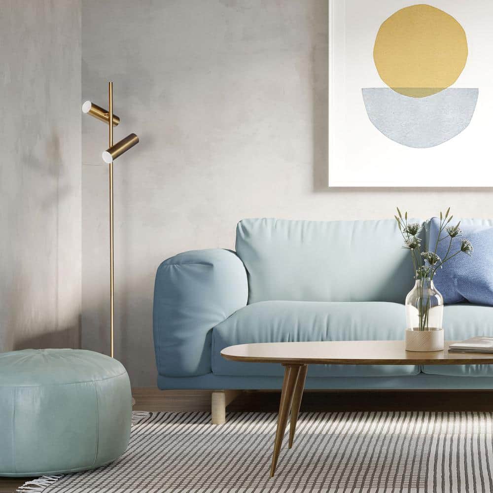 Aged Brass Adjustable Dual LED Floor Lamp