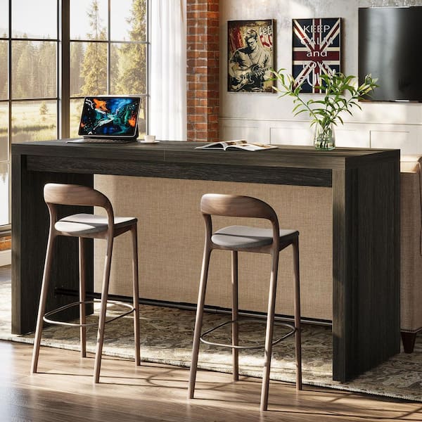 BYBLIGHT Kearsten Black 35.4 in. H Corner Counter Height Bar Table