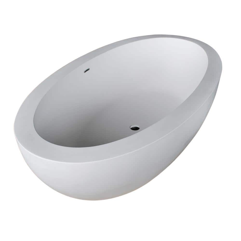 Kekehun Series 76 in. x 41 in. Flat Bottom Solid Surface Freestanding Soaki