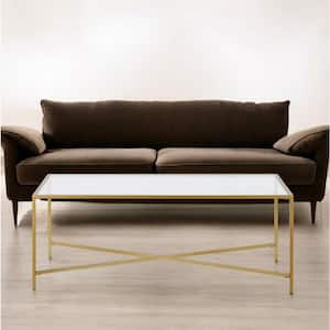 48 in. Gold Rectangle Glass Coffee Table