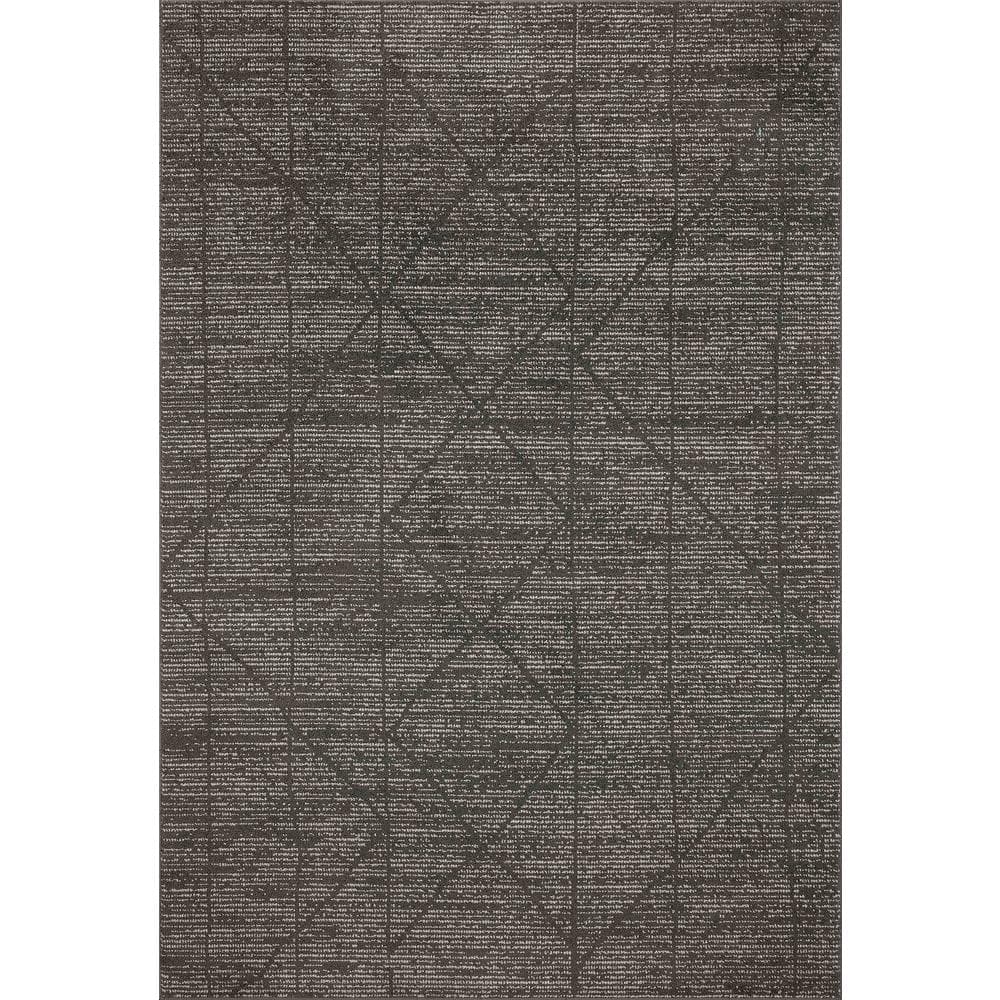 Ivory Diamond Pattern Stain-Resistant Synthetic Square Rug