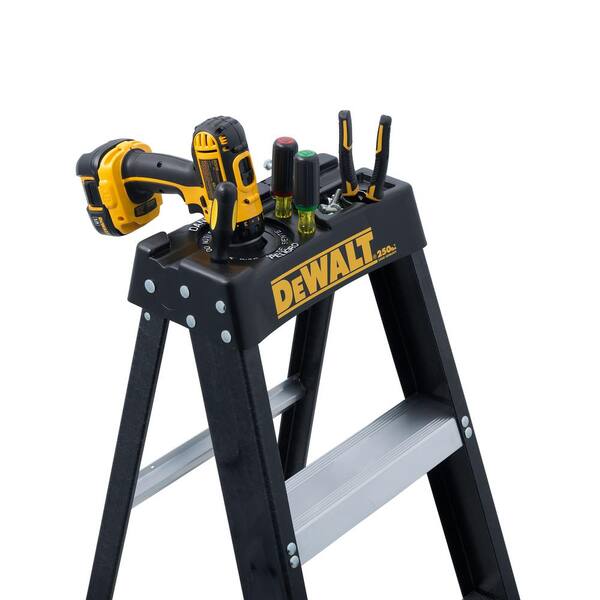 DEWALT 4 ft. Fiberglass Step Ladder 8.5 ft. Reach Height Type 1 250 lbs. Expanded Work Step and Impact Absorption System DXL3110 04