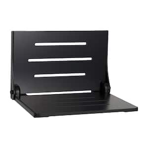 Silhouette Folding Wall Mount Shower Bench Seat in Black Seat with Matte Black Frame