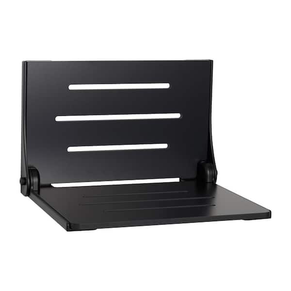 SEACHROME Silhouette Folding Wall Mount Shower Bench Seat in Black Seat with Matte Black Frame