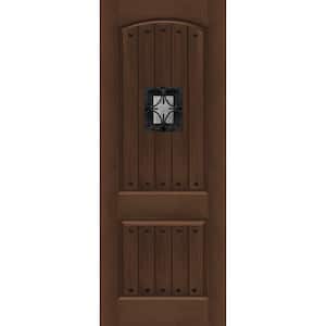 Regency 36 in. x 96 in. 2P Plank Oxford SE Universal Handing Hickory Stain Fiberglass Front Door Slab with Clavos