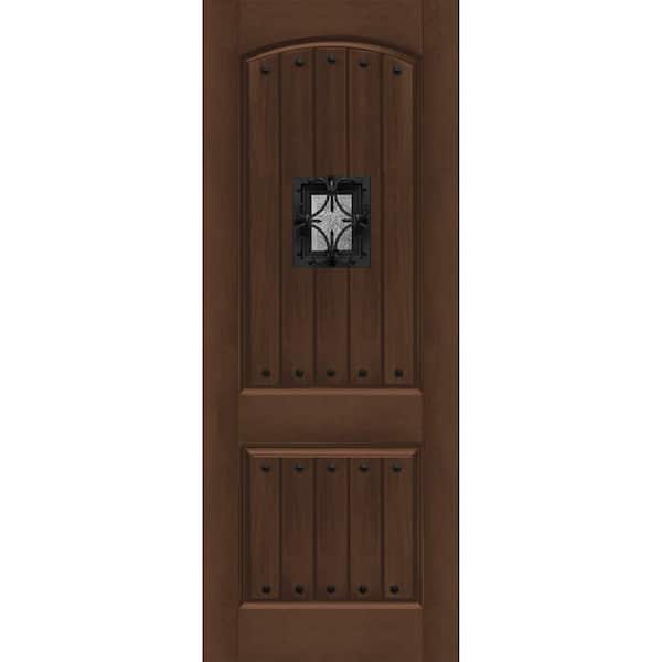 Steves & Sons Regency 36 in. x 96 in. 2P Plank Oxford SE Universal Handing Hickory Stain Fiberglass Front Door Slab with Clavos