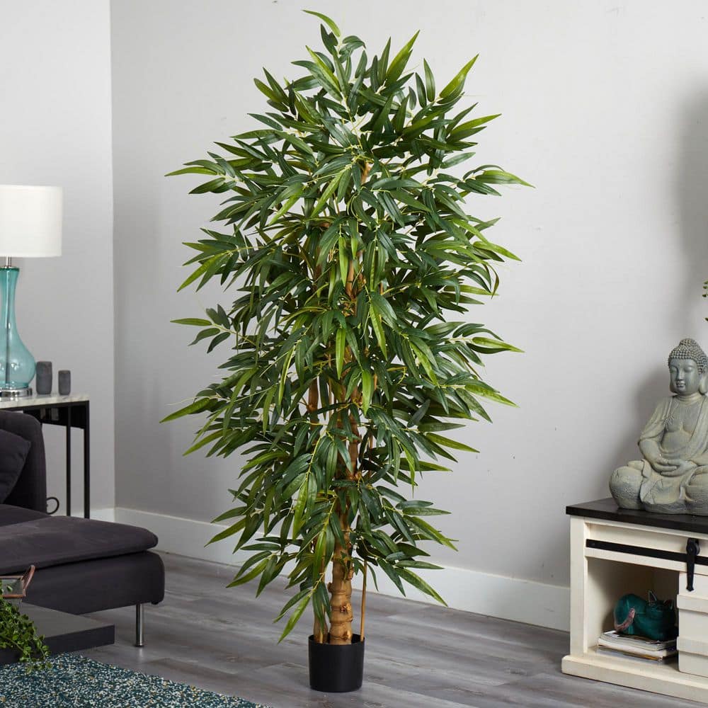 72-Inch Green Silk Faux Bamboo Tree in Pot