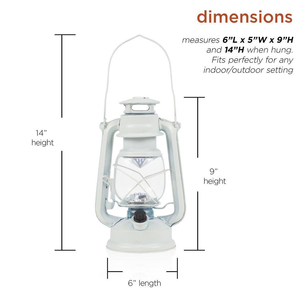 White 14'' Vintage Style LED Hurricane Lantern