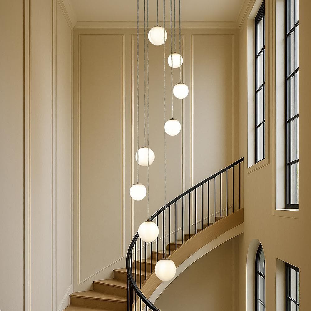 ALOA DECOR W18 in 8-Light Modern White Opal Glass Staircase