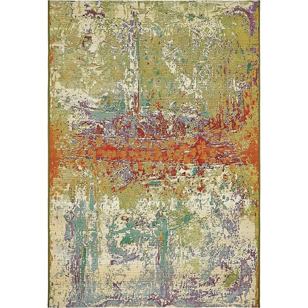 Unique Loom Outdoor Crumpled Multi 4' 0 x 6' 0 Area Rug