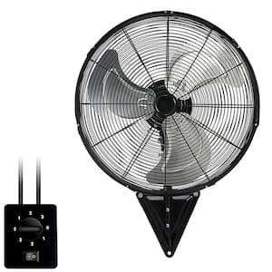 Noiseless 20 In. 3 Speeds Wall Fan in Black Can Flexibly Adjust the Angle Rotation to Achieve Large-area Airflow