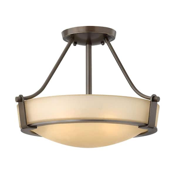 HINKLEY Hathaway 16 In. 3-Light Olde Bronze Semi-Flush Mount 3220OB ...