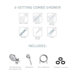 Attract with Magnetix 6-Spray 6.75 in. Dual Wall Mount Fixed and Handheld Shower Head 1.75 GPM in Chrome