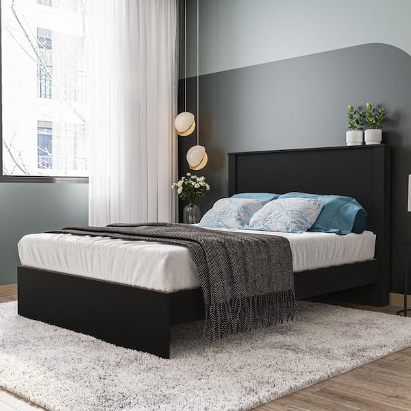 Juliette 2 Pc Black Wood Frame Full Size Bed with Headboard Headboard