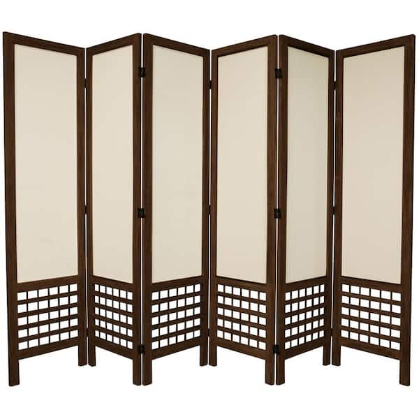 Oriental Furniture 5.5 ft. Burnt Brown Open Muslin 6-Panel Room Divider