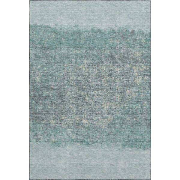 Mayfield Premium Machine Washable Abstract AMF2214 Teal 10 ft. x 14 ft. Area Rug