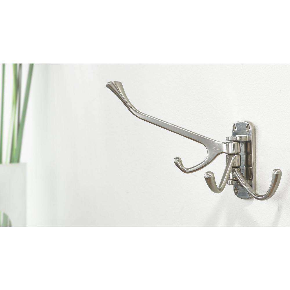 Brushed Nickel Triple Utility Swivel Hook