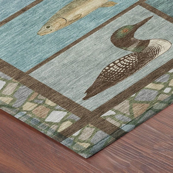 Chantille Machine Washable Indoor/Outdoor Abstract ACN2606 Teal 5 ft. x 7 ft. 6 in. Area Rug