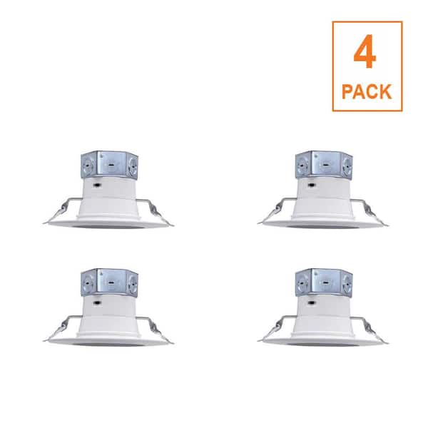 4-pack 6 in. Canless 120-277v T24 Integrated LED Recessed Trim Light 800 Lumens Adjustable CCT IC Rated Dimmable