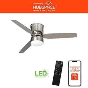 Ossa 52 in. Integrated LED Indoor Brush Nickel Smart Ceiling Fan with Remote Control and CCT Powered by Hubspace