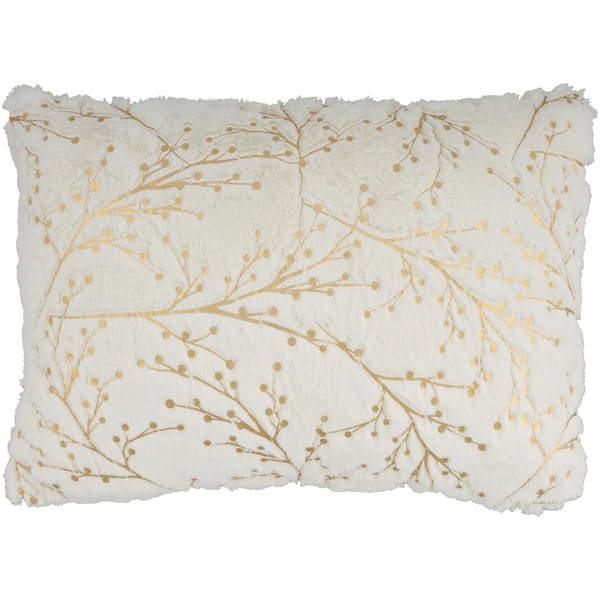 Gold faux fur clearance pillow