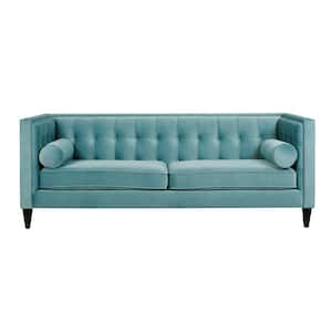 Jack 84 in. Square Arm 4-Seater Removable Cushions Sofa in Arctic Blue
