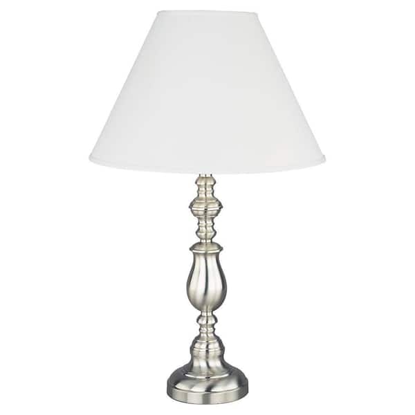 ORE International 27 in. Satin Brushed Silver Nickel Metal Table Lamp