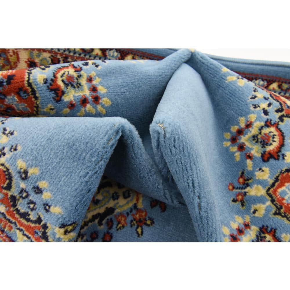 Light Blue Synthetic Medallion 4' x 6' Rectangular Rug