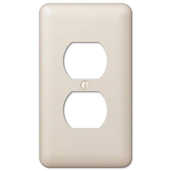 Amerelle Delan 1-Gang Satin Almond Duplex Outlet Stamped Steel ...