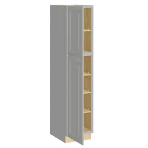 Grayson Pearl Gray Painted Plywood Shaker AssembledUtility Pantry Kitchen Cabinet Soft Close 18 in W x 24 in D x 84 in H